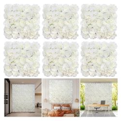 6 Pcs.  White Silk Flower Panels For Backdrop For Wedding, Quinceanera 