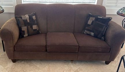 Brown Fabric 3-Seat Sofa