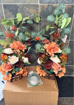 Ling's moment Freestanding Flowers, Fall Wedding Decor, Terracotta
