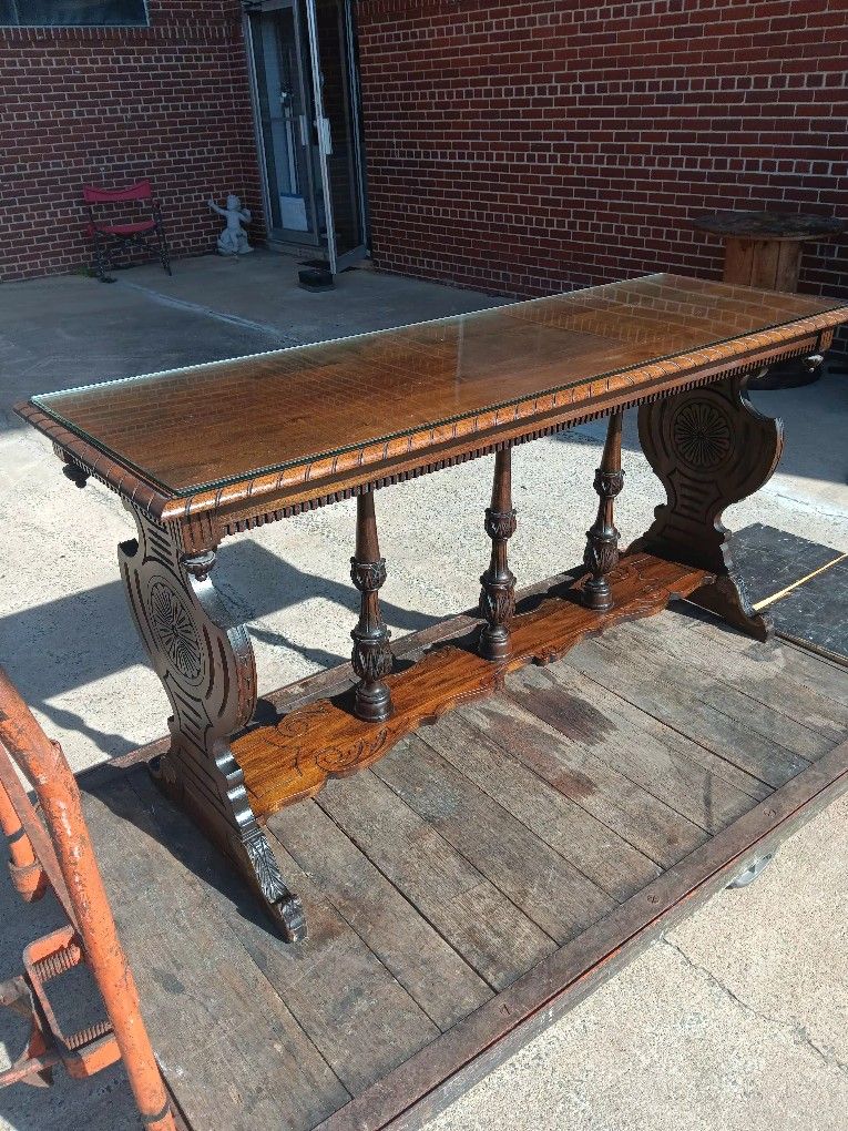 Vintage Side Table Gothic Design Walnut And Mahogany
