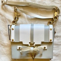 Niels Peeraer Big Bow Ribbon white and gray Backpack Handbag Shoulder Bag