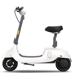 OKAI EA10 Electric Scooter with Seat | Adult Retro Style Moped | Removable Battery | Up to 25 Mile Range & 15.5 MPH | 750W Peak Power | 10" Vacuum Tir