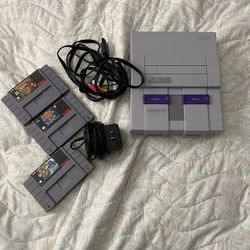 SNES w Games And Cables.