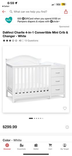 Mini crib with changing table 