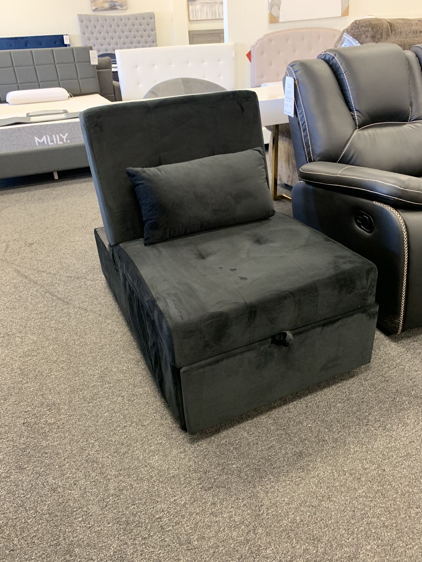 Black Velvet Sleeper Chair