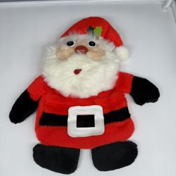 VTG Santa Claus Plush Pajama Bag Christmas Stocking 2 Pockets 17" Hanging 1980s?