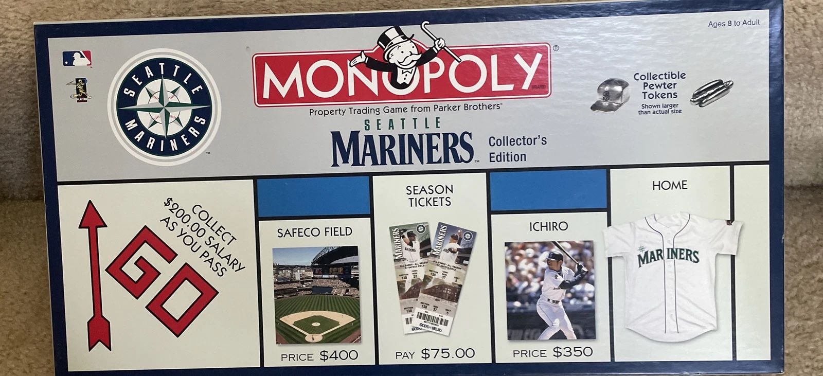 2001 MONOPOLY Seattle Mariners MLB Collector Edition Baseball Game with Ichiro