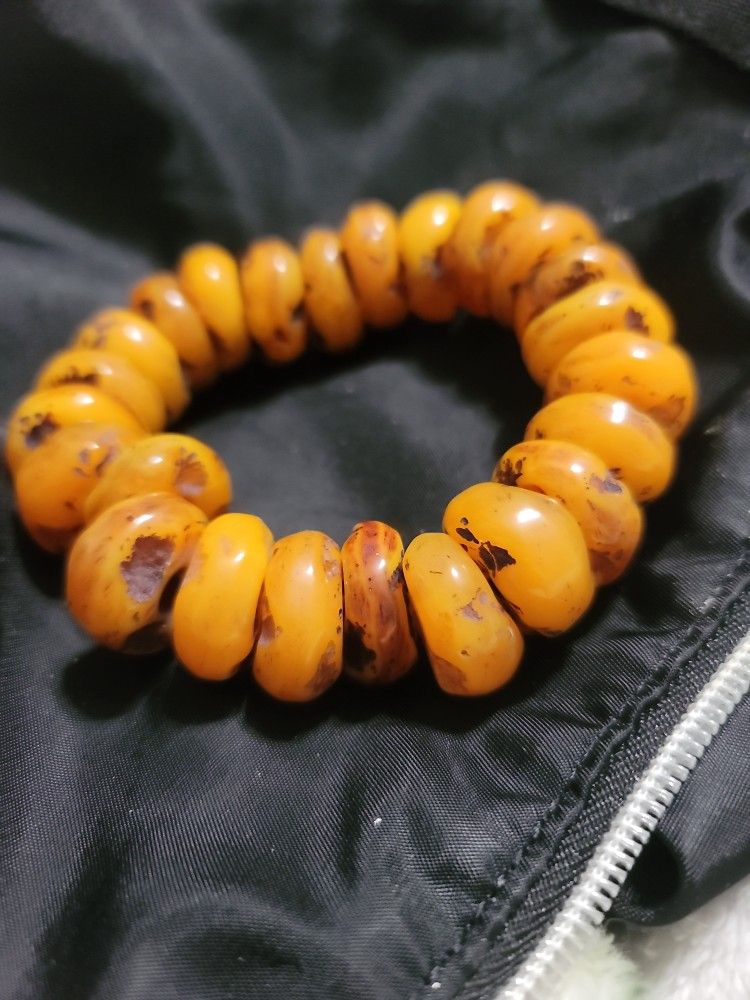 Vintage large Amber raw natural rare bracelet stretch