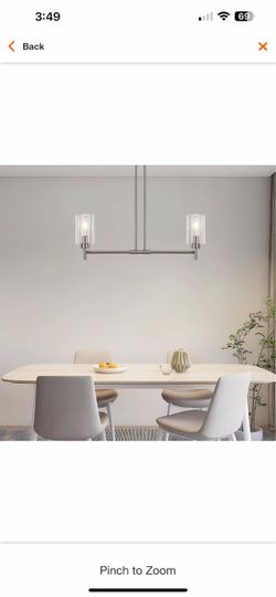 2-Light Nickel Linear Chandelier for Dining Room No Bulbs Included L8