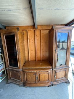 Solid Wood Entertainment Center with Storage Space
