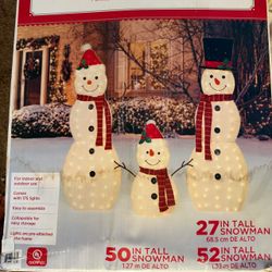 3-Piece Lighted Snowman Family Set