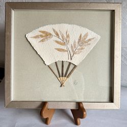 Custom Framed Signed Interia 2002 Pressed Plant On Fan