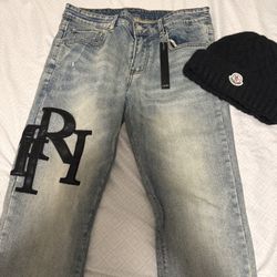 Amiri jeans size 32 and Moncler beanie 