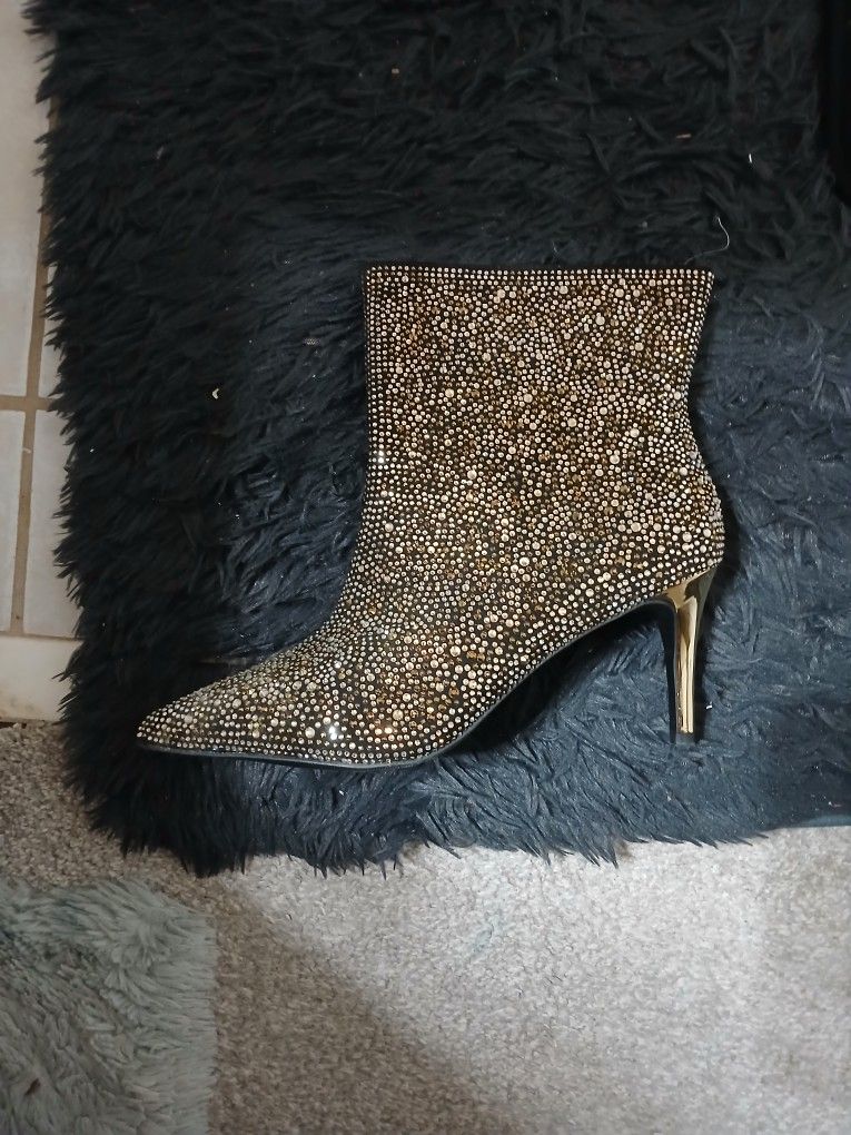 Gold Sparkling Boots Sz 12