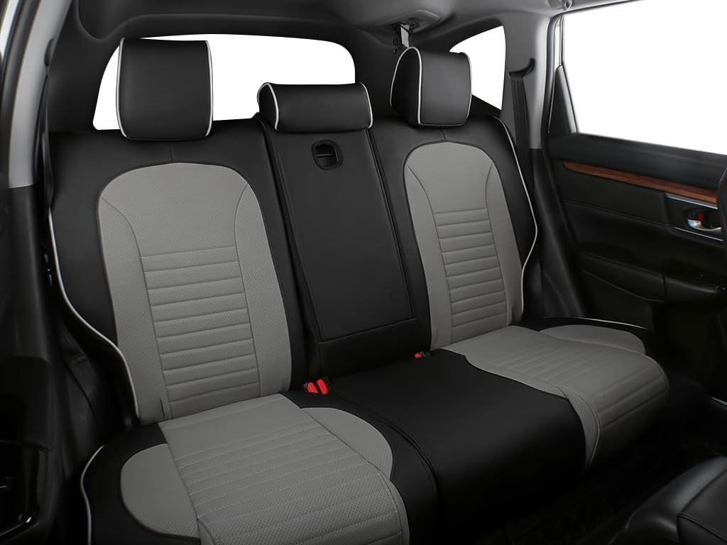 EKR Custom Fit Seat Covers for Select Honda CRV and Toyota RAV4 and most SUVs , Full Set , Leather ( Black / Gray )