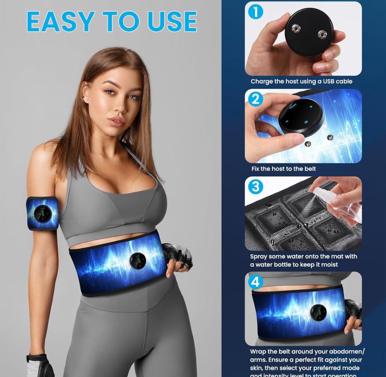 ABS Stimulator, Muscle Machine Workout Equipment, Ab Toning Belt Muscle Toner Fitness Training for Abdomen/Arm/Leg, Ab Trainer for Home Body Shape