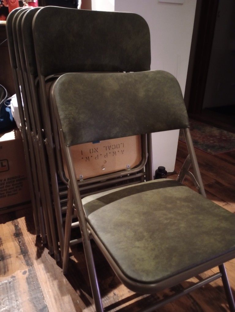 Set Of 6 Vintage 70's Samsonite Folding Chairs