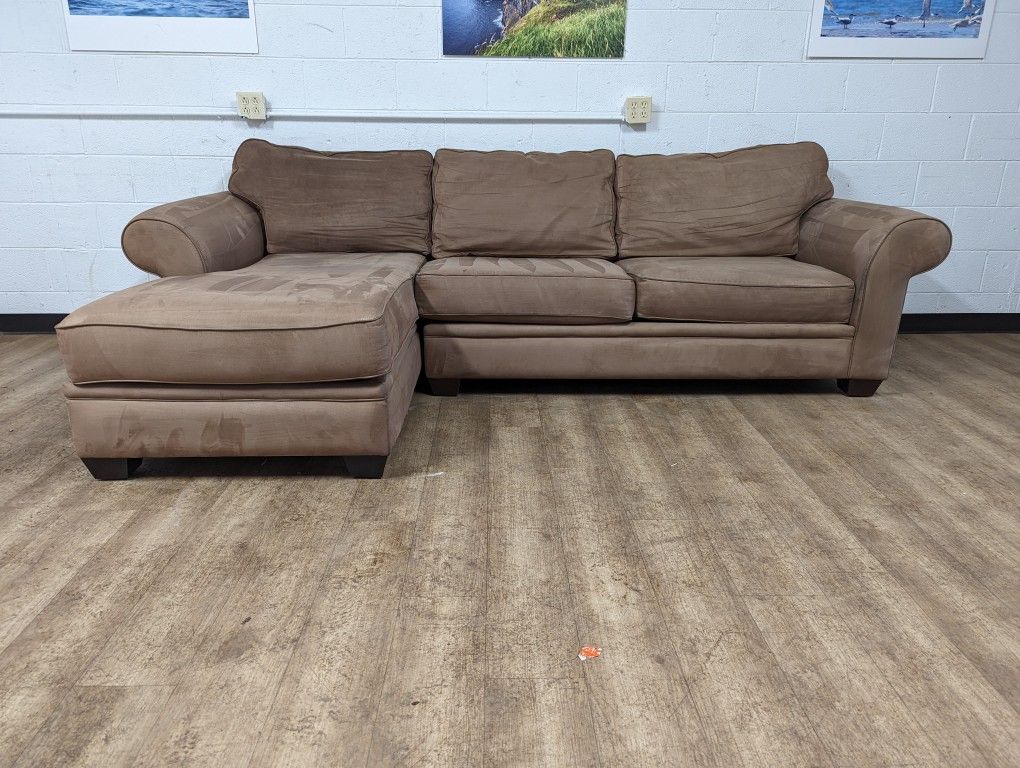 Modern Brown Fabric Sectional with Chaise