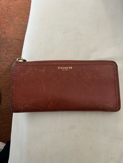 Brown Leather Zip-Around Wallet Coach