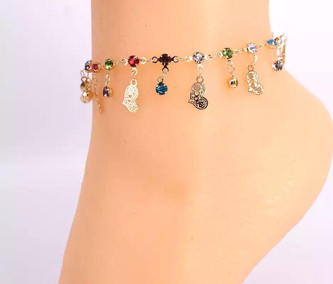 Anklet Hearts gold plated