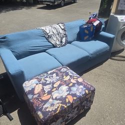Couch & Ottoman W/ 3 Couch Covers