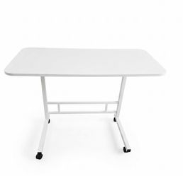 White Adjustable Rolling Home Office Table