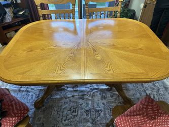 Oak Clawfoot Table with Leaf and 4 Chairs