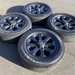 Factory 20” Black Dodge Ram 2500 Rims 8 lug & Michelin AT tires