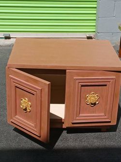 Cabinets: Storage: Blonde Low Storage Cabinet w/ Two Solid Wood Doors