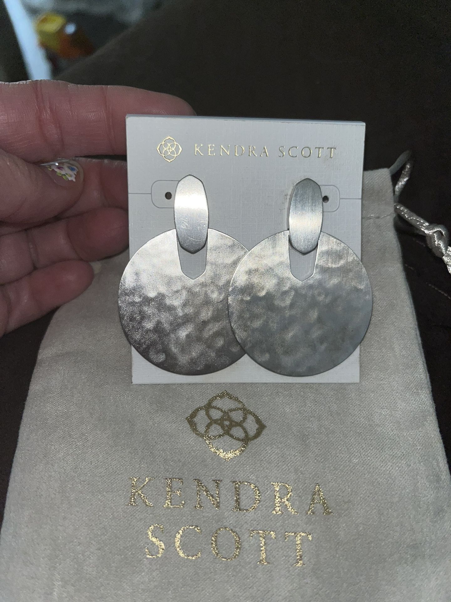 Kendra Scott Didi Silver Hammered Earrings 