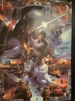 Star Wars framed art 37 1/2” X 26” ready to be hung!