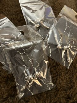 Silvertone Dangle Penis Earrings
