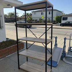 4 Shelf Wood And Metal Shelf 