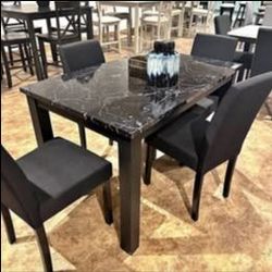 5 pc Modern Black Dining Table Set