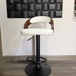 Cream With Wood Grain Bar Stool