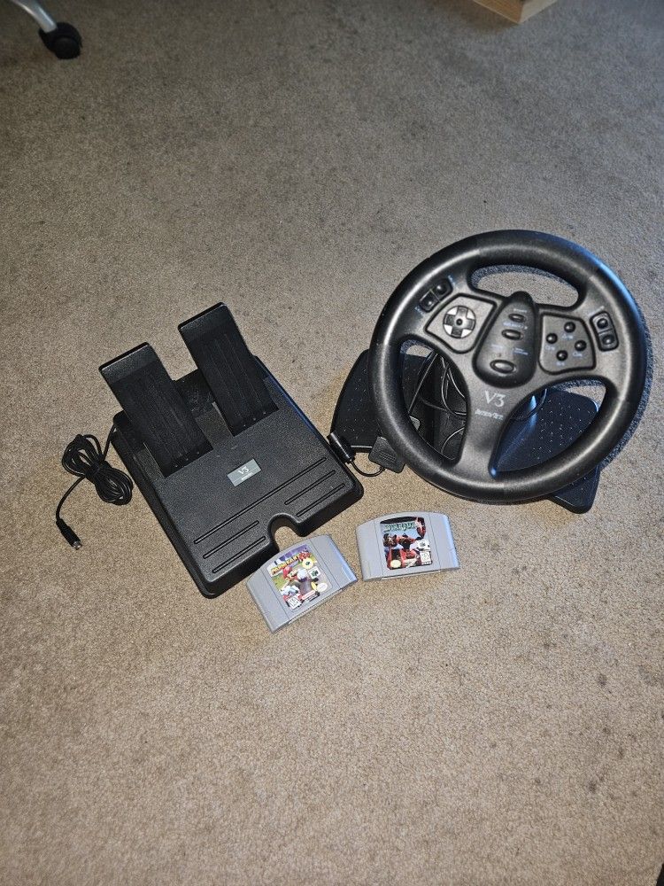 N64 Games  Starfox, Mario KART 64 + V3 Steering Wheel And Pedal