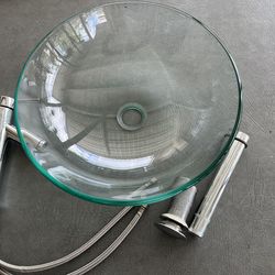 16.5”  Glass Vessel Sink With Faucet And Drain