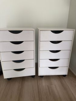 White 5-Drawer Storage Units – Set of 2