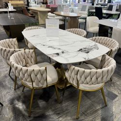 Modern Stylish Sintered Stone Dining Table with 6 Chairs (2/16)