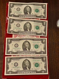 Rare 🙌! Four 2017A $2 Bills – Two Consecutive Pairs !