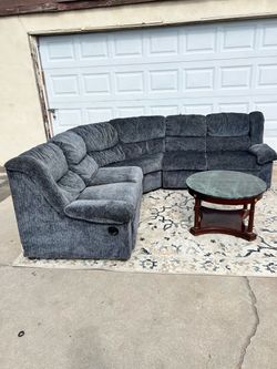 Blue/gray Fabric Reclining Sectional Sofa