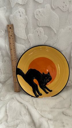 Halloween Black Cat Ceramic plate