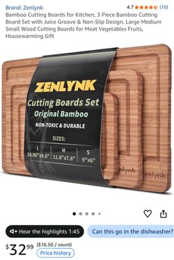 Bamboo Cutting Boards for Kitchen, 3 Piece Bamboo Cutting Board Set with Juice Groove & Non-Slip Design, Large Medium Small Wood Cutting Boards for Me