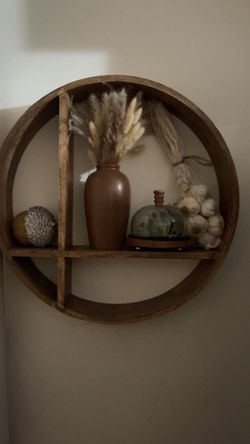Round Wooden Wall Shelf