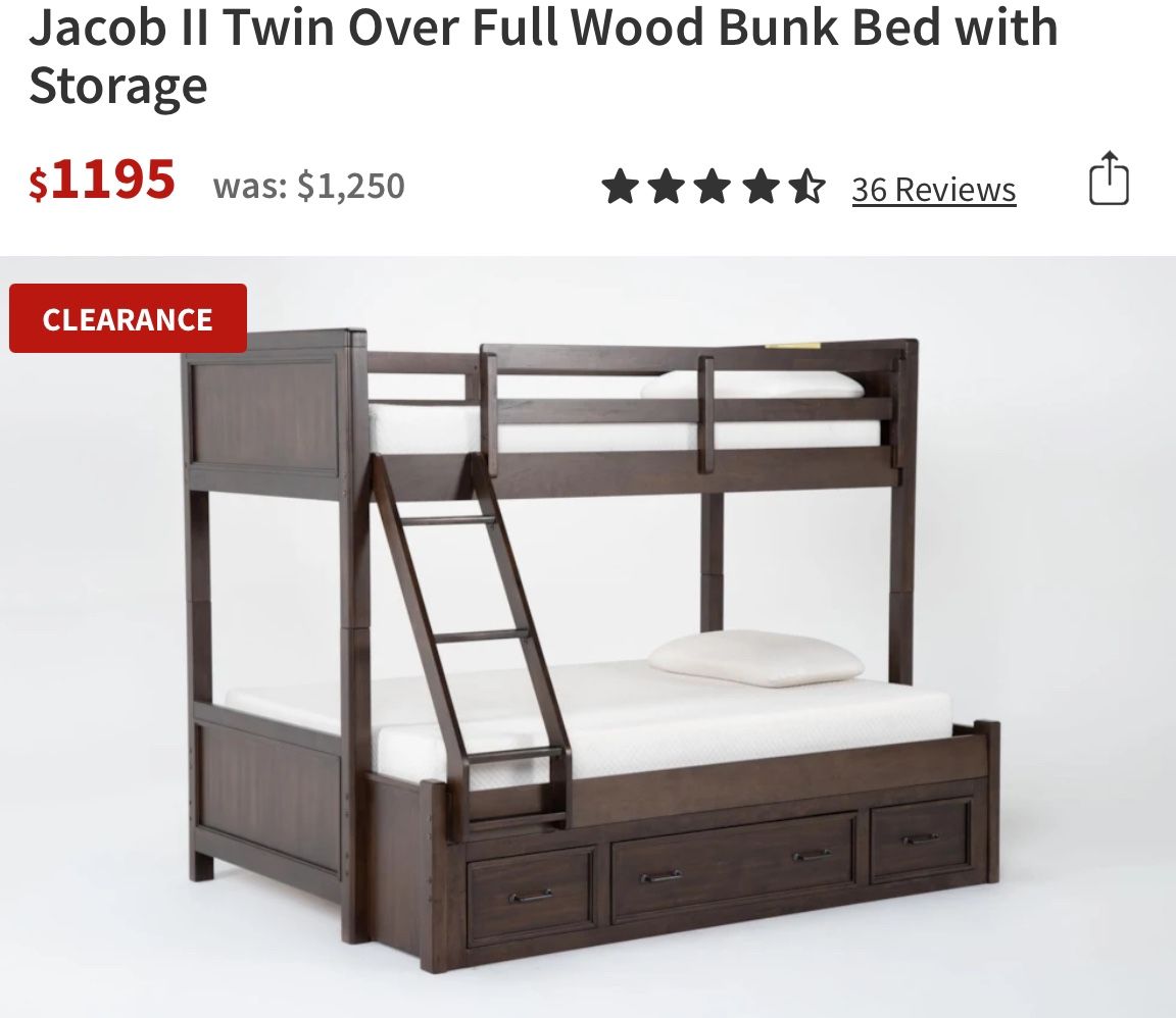 Twin Over Full Storage Bunk Bed