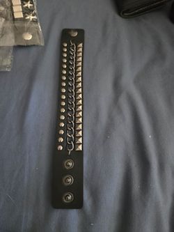 Stud and chain leather goth bracelet