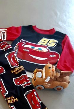 Disney Pixar Plush Mater Toy and/or NEW Lightening McQueen CARS 2-piece 4T Flannel Pajamas 