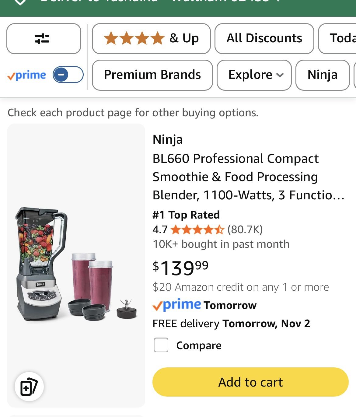 Ninja Professional blender 72oz Pitcher 