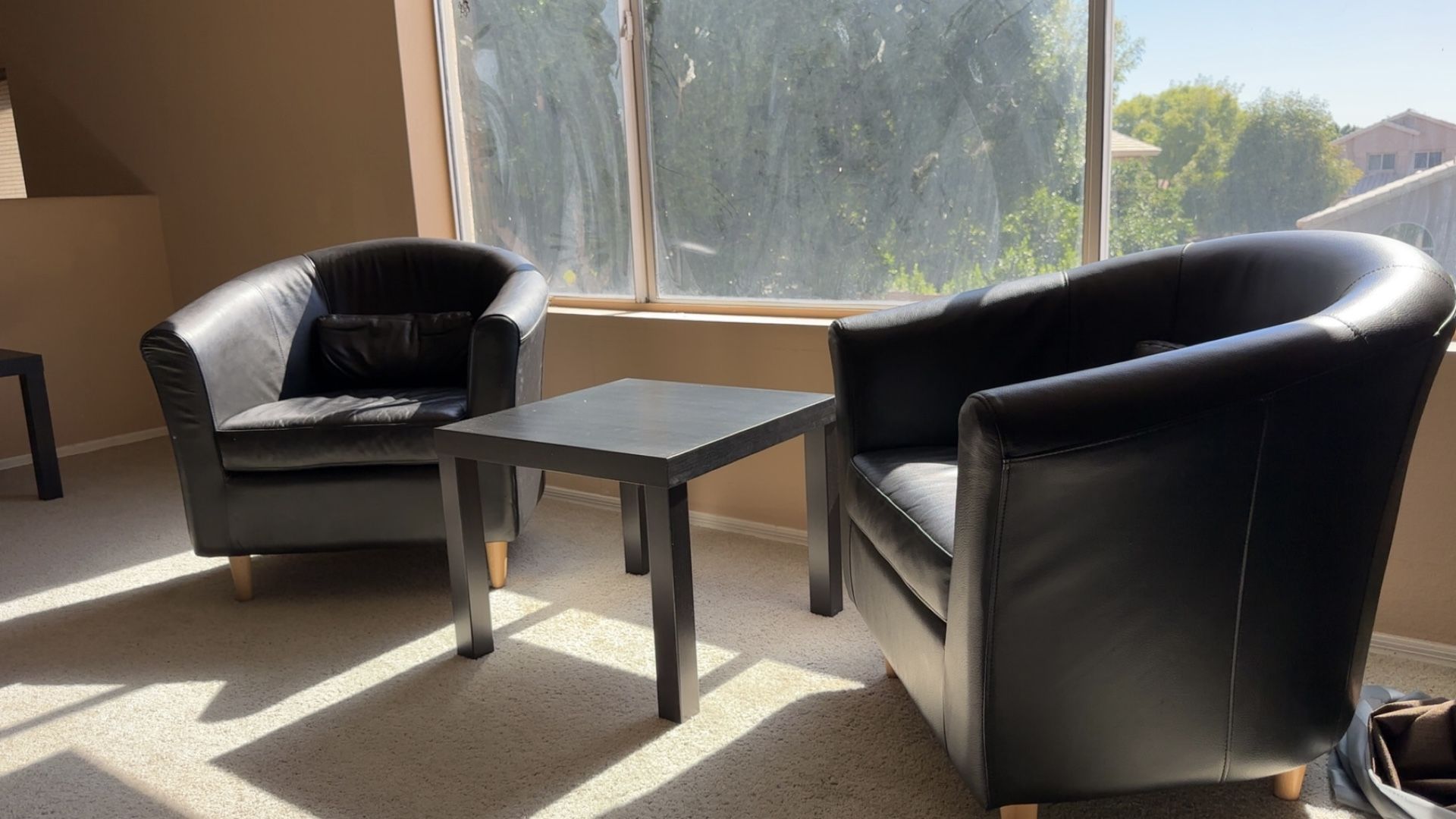 PRICE DROP - Black IKEA Leather Chairs (Pair) - Modern + Comfy - Free Delivery 