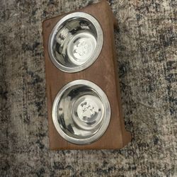 Wood Dog Feed Pedestal Bowl